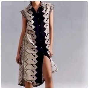 NWT Anthropologie Maeve The Lillian Button-Front Cotton Midi Dress, L